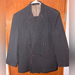 Boys Amherst Collection Dark Olive Double Breasted Pinstripe 2pc Suit Sz16 Husky